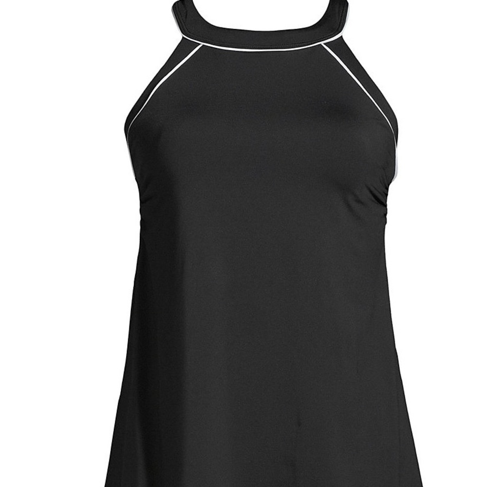 Women’s Chlorine Resistant High Neck Swim Dress One Piece Swimsuit. 12 DD.
